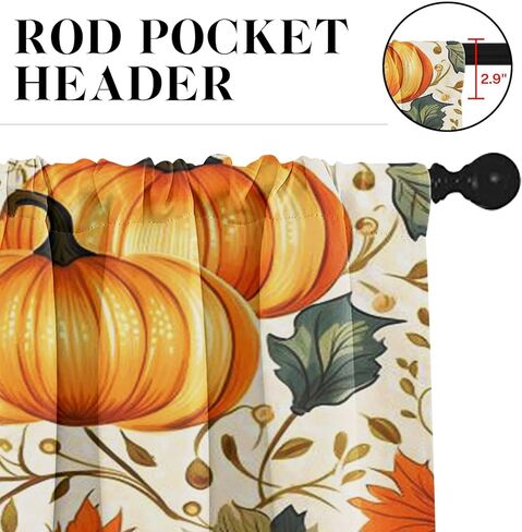 خريف اليقطين خمر نافذة المطبخ الستائر الستارة والطبقة مجموعة 36 بوصة، الخريف أوراق البرتقال 3 قطعة طبقات نافذة العلاج لغرفة المعيشة غرفة نوم ديكور المطبخ الستائر in Kuwait