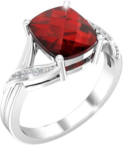 925 Sterling Silver 10x8 mm Cushion Diamond Gem Birthstone Ring in Kuwait