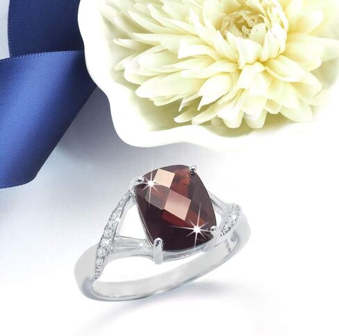 925 Sterling Silver 10x8 mm Cushion Diamond Gem Birthstone Ring in Kuwait