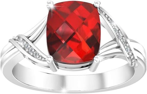 925 Sterling Silver 10x8 mm Cushion Diamond Gem Birthstone Ring in Kuwait