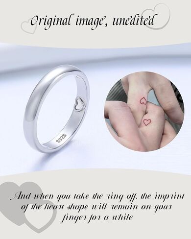 Inner Message Heart Ring - 925 Sterling Silver Imprint Ring Secretly Say 'I Love You' - Leaves Heart Mark - Ideal for Couples & Loved Ones - Love Ring Jewelry in Saudi Arabia