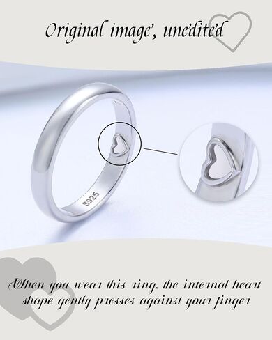 Inner Message Heart Ring - 925 Sterling Silver Imprint Ring Secretly Say 'I Love You' - Leaves Heart Mark - Ideal for Couples & Loved Ones - Love Ring Jewelry in Saudi Arabia
