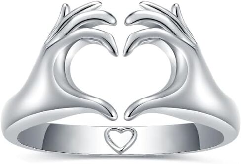 Inner Message Heart Ring - 925 Sterling Silver Imprint Ring Secretly Say 'I Love You' - Leaves Heart Mark - Ideal for Couples & Loved Ones - Love Ring Jewelry in Saudi Arabia