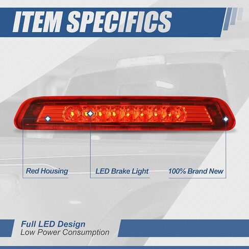 Auto Dynasty - Without Spoiler Rear High Mount Centre LED Third Brake Light Compatible with Toyota 4Runner 03-09, Chrome Housing, Red Lens in Saudi Arabia