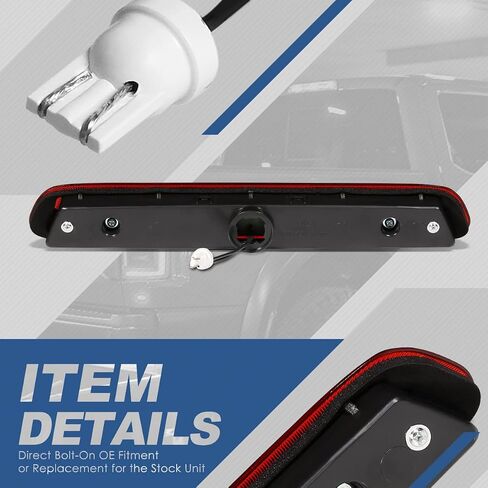 Auto Dynasty - Without Spoiler Rear High Mount Centre LED Third Brake Light Compatible with Toyota 4Runner 03-09, Chrome Housing, Red Lens in Saudi Arabia
