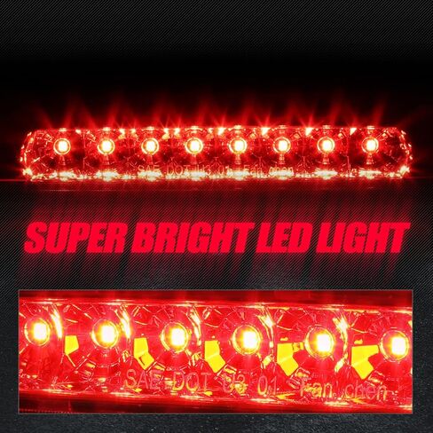 Auto Dynasty - Without Spoiler Rear High Mount Centre LED Third Brake Light Compatible with Toyota 4Runner 03-09, Chrome Housing, Red Lens in Saudi Arabia