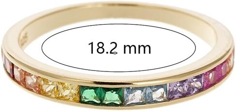 Sylph 925 Sterling Silver Women Rainbow Eternity Rings Colorful Cubic Zirconia Statement Ring Wedding Rings Fashion Versatile Creative Finger Ring Jewellery For Women Ladies，Size 6-8 in Saudi Arabia