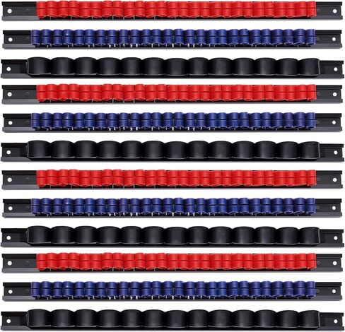 4 PCS Screwdriver Wrench Plier Organizers Wall Mount Pegboard Hand Tool Holders Plastic Rail Hanger Clips With 8 PCS Yellow Screws (Red Blue Black) in Saudi Arabia