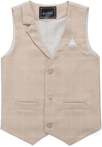 Boys Plaid Vest and Pants Check Formal Wedding Ring Bearer Outfit Tuxedo Dress Suits in Saudi Arabia