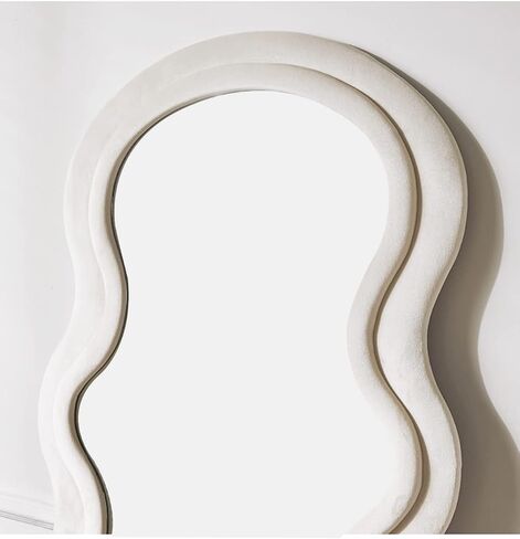 OGCAU Full Length Mirror, Wavy Mirror Full Length, 63"x24" Irregular Wave Floor Mirror, Full Length Wall Mirror with Flannel Frame, Full Body Mirror Standing Hanging or Leaning for Bedroom (Pink) in Saudi Arabia