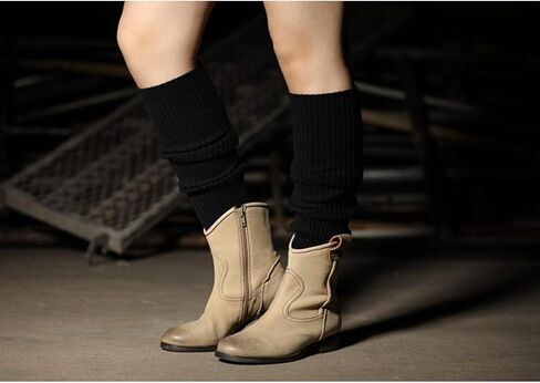 Bettli Leg Warmer, Women Thigh High Tie Cable Knit Crochet Boot Socks (Black) in Kuwait