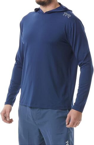 TYR Men's Long Sleeve Sun Protection Performance Hoodie Shirt UPF 50+ in Saudi Arabia