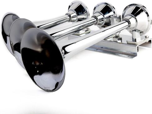 Viking Horns | Universal Fit | Insanely Loud (170dB) 3 Trumpet Train Horn Kit (Chrome Horns) | 200PSI Air Compressor | 5 Gallon Air Tank - [V103C-6-12/311-1] in Saudi Arabia
