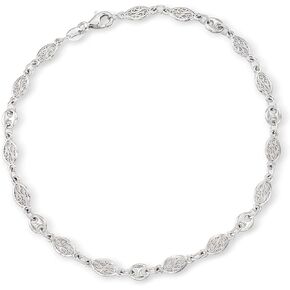 Ross-Simons Sterling Silver Navette-Style Openwork Anklet. 10 inches