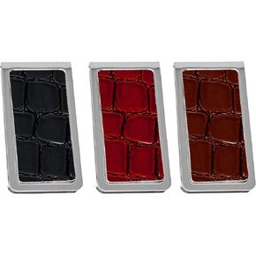 Stephanie Imports Set of 3 Faux Leather Chrome-Plated Money Clip
