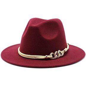 Precize Wide Brim Felt Fedora Panama Hat with Ring Belt