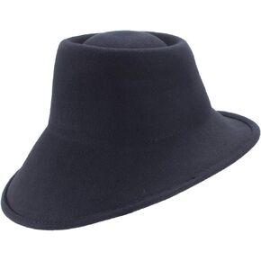 Womens 100% Wool Felt Tilt Asymmetrical Brim Wedding Church Fedora Hat T289