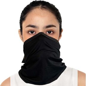 قناع الرقبة للرجال والنساء - واقي الوجه والرقبة - مصنوع من نسيج نحاسي خفيف الوزن ومسامي - قناع وجه متعدد الاستخدام - أسود، عبوتان in Kuwait