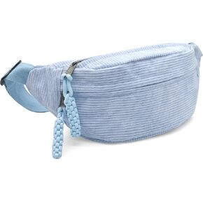 Crossbody Panny Pack Corduroy Sling Bag Casual Chest Bags Multi Zip Pockets with Adjustable Shoulder Straps for Women and Men