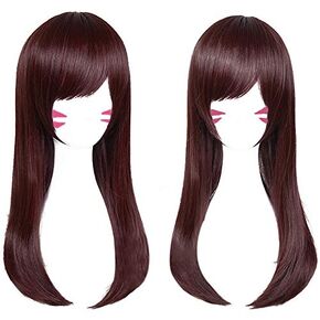 DAZCOS Game Cosplay Wig Straight Brown Hair 65 cm (Brown)