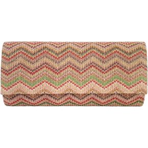 Multi Color Chevron Straw Clutch