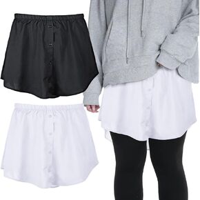 2 Pieces Shirt Extenders for Girls Adjustable Layered Fake Top Lower Sweep Shirt Half Length Mini Skirt for Girls (Simple Style, L)