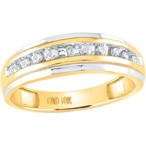Jewels By Lux 14K Yellow Gold Mens Round Diamond Wedding Band Ring 1/4 Cttw