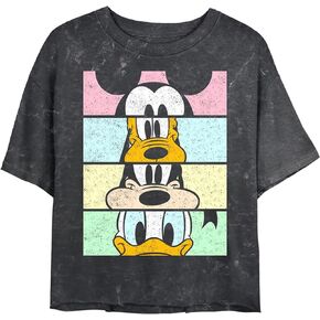 Disney Characters Crew Women's Mineral Wash Short Sleeve Crop Tee