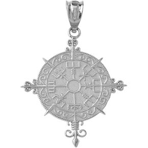 تميمة قلادة تميمة من الذهب عيار 14 قيراط معتمدة من Vegvisir Viking Compass