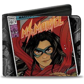 Marvel Comics Wallet, Bifold, Ms Marvel Kamala Khan Comic Book Cover Pose, Vegan Leather