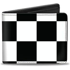 Buckle-Down Men's Wallet, Bifold, Checker Close Up Black White, Vegan Leather, 4.0" x 3.5"