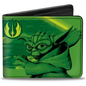 Buckle-Down Men's Bifold Wallet Star Wars Yoda, 4.0" x 3.5"