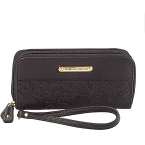 ستون مونتين محفظة معصم بيزلي منقوشة باللون الأسود وإدراج كتاب شيكات SLG in Kuwait