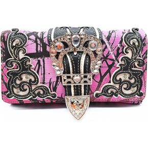 Camouflage Buckle Western Style Country Purse Single Shoulder Bags Clutch Women Blocking Wristlet Wallet