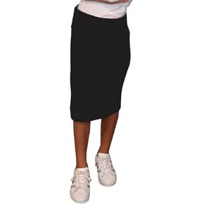 Kosher Casual Kids Big Girls Modest Knee Length Stretch Pencil Skirt in Lightweight Cotton Spandex