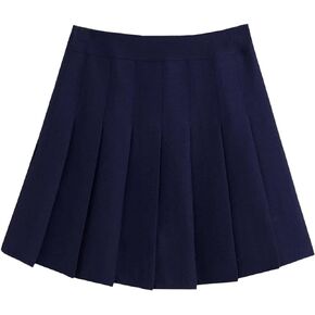 TONCHENGSD Girl's High Waist Pleated Mini Skirt Elastic Waist Uniform Skirt