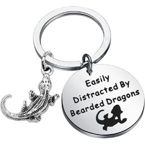 WSNANG Easily Distracted By Bearded Dragons Keychain Bearded Dragon Lover Gift