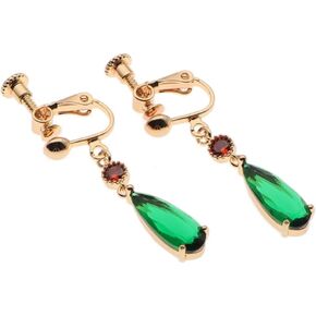Howl's Earrings 18K Gold Clip on Earrings Castle Moving Jewelry Green Drop Dangle Earrings Cosplay Anime Gift for Women Men in Saudi Arabia