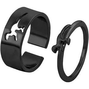 tenghong2021 Cute Couple Dinosaurs Open Rings Animal Dinosaurs Matching Stackable Band Rings for Women Men Girls Boys Best Present Gift for Birthday CHristmas New Year