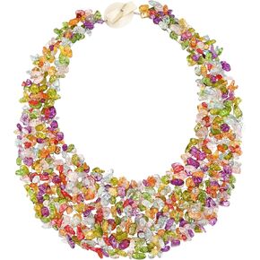 AeraVida Vintage Bohemian Rainbow Color Stone Beads Bib Statement Fashion Ethnic Necklace | Necklace for Women | Stones Necklace for women | Necklace Jewelry | Fashion Accessory