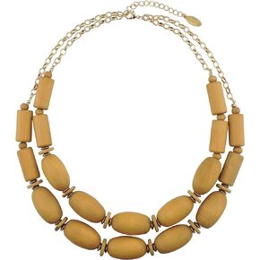 Bocar 2 Layer Statement Chunky Wood Beaded Fashion Collar Necklace for Women (NK-10574)