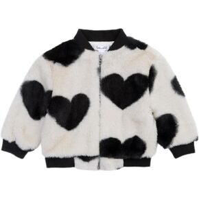 Splendid Baby Girl's Faux Fur Hearts Bomber Jacket