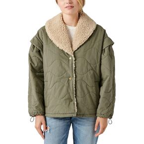 Lucky Brand Women's Quilted Bomber Jacket, Dark Olive, Medium