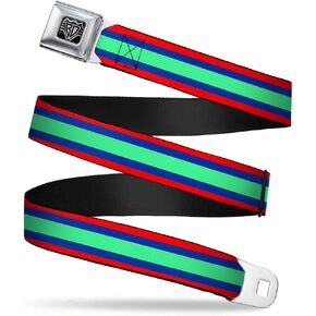 Buckle-Down Seatbelt Belt - Stripes Red/Blue/Green - 1.0" Wide - 20-36 Inches in Length