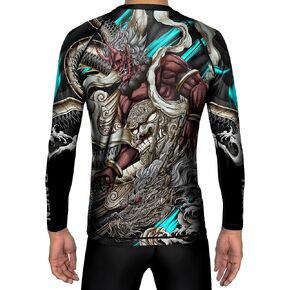 Men's Oni & Dragon Jiu Jitsu BJJ Rash Guard MMA Black