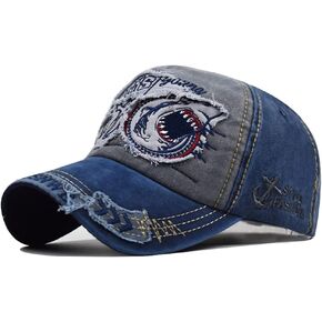 LOCOMO الرجال النساء القرش المتعثرة خمر قبعة بيسبول الصيد قبعة سائق شاحنة Snapback بيل حافة قبعة الشمس رمادي داكن in Kuwait