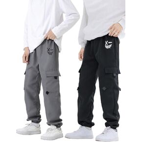 SHENHE Boy's 2 Pairs Graphic Drawstring Waist Cargo Pants Sweatpants Casual Joggers Pants