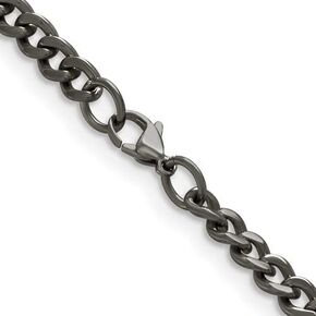 The Black Bow 5.5mm Dark Gray Titanium Classic Polished Curb Chain Necklace
