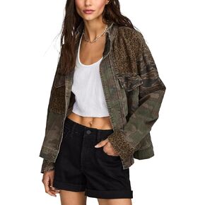 Lucky Brand Women's Patchwork Camo Cropped Jacket