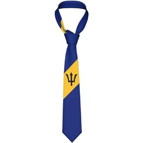 Barbados Flag Emblem Striped Necktie Men'S Neck Ties Mens Party Business Neckties Soft Skil Tie